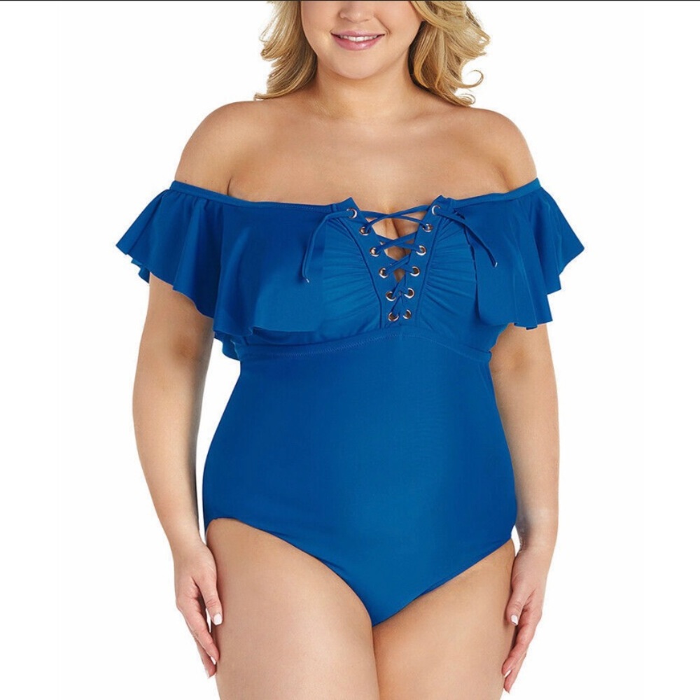 Off the shoulder one piece swimsuit